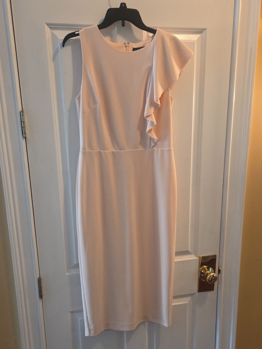 Ralph Lauren Cream One-Shoulder Ruffle Midi Dress